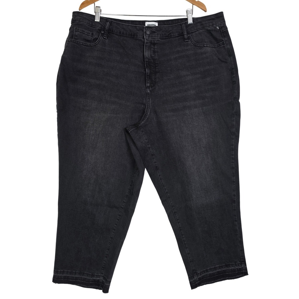 Sonoma Womens Jeans 22W Black Slim Ankle Mid Rise Raw Hem Stretch Denim Casual